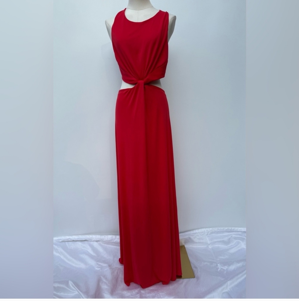 BCBGMAXAZRIA NWT RED CROSS BACK OPEN BACK OLESYA MAXI DRESS GORGEOUS!! - Picture 2 of 7
